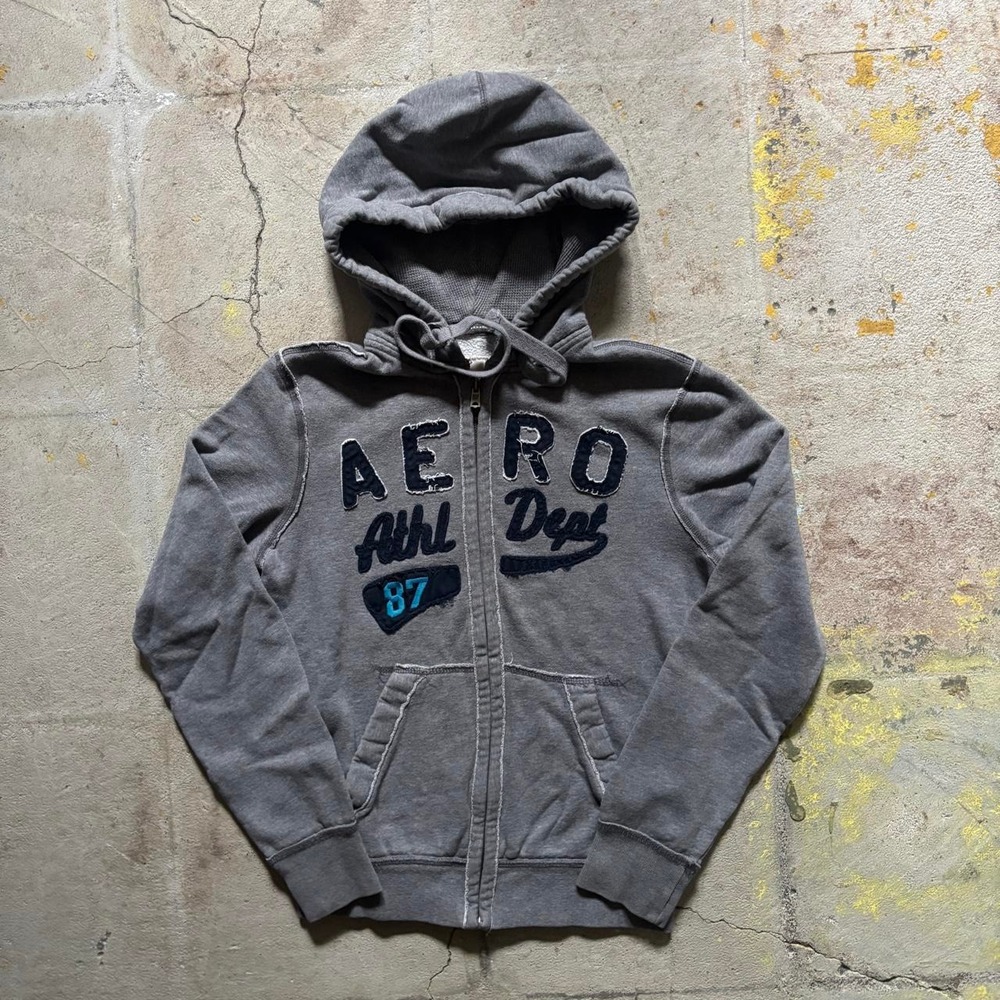 Vintage Aeropostale Gray Zip-Up Hoodie – Size XS